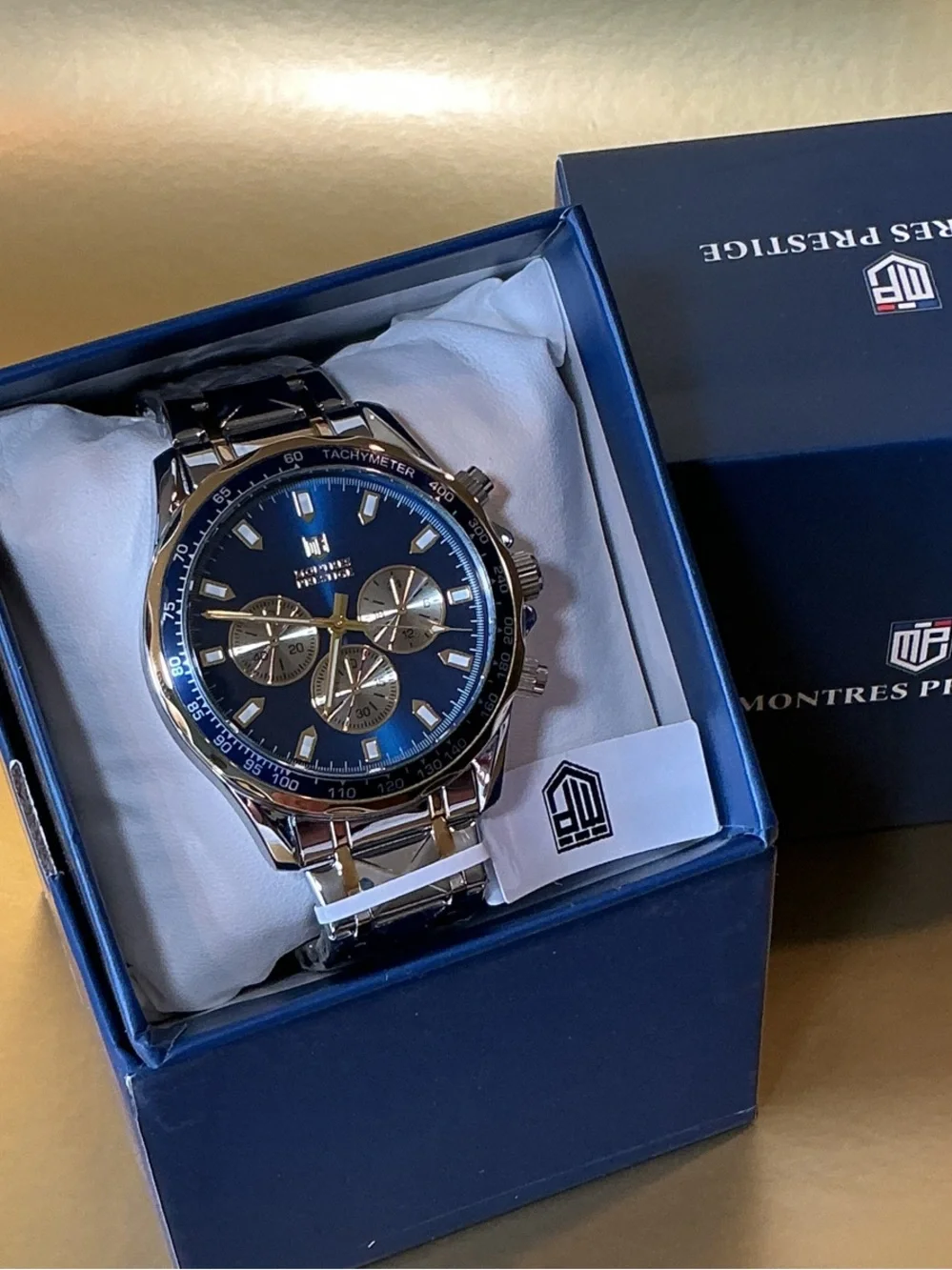 Invicta Men's Silver Stainless Steel Watch with Blue Dial-MPW0345